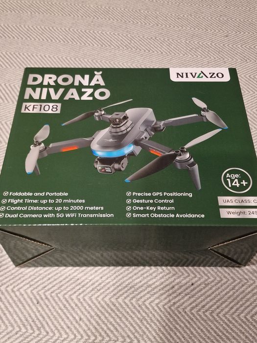 Dronă Nivazo KF108 GPS, cameră 4K, autonomie 22 min – NOUĂ