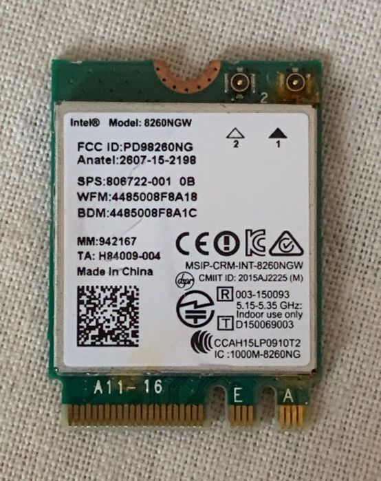 WiFi  AW-NE785,AW-NB130H,QCWB335,AW-NB274NF,RTL8821 si 8260NGW
