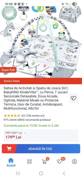 Pat bebeluș si ansamblu de joaca