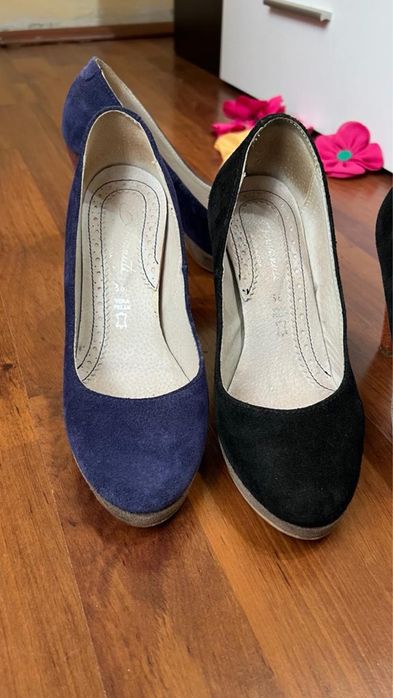 Pantofi cu toc piele intoarsa marime 36