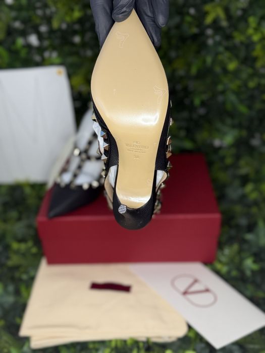 Pantofi/Tocuri Valentino Garavani Rockstud Grainy Leather Ankle Strap Pump 100 Mm