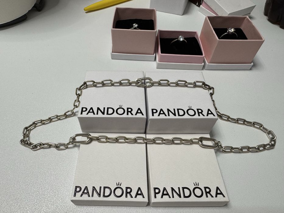Pandora Set Bijuterii Originale - Inele și Lanț Argint 925