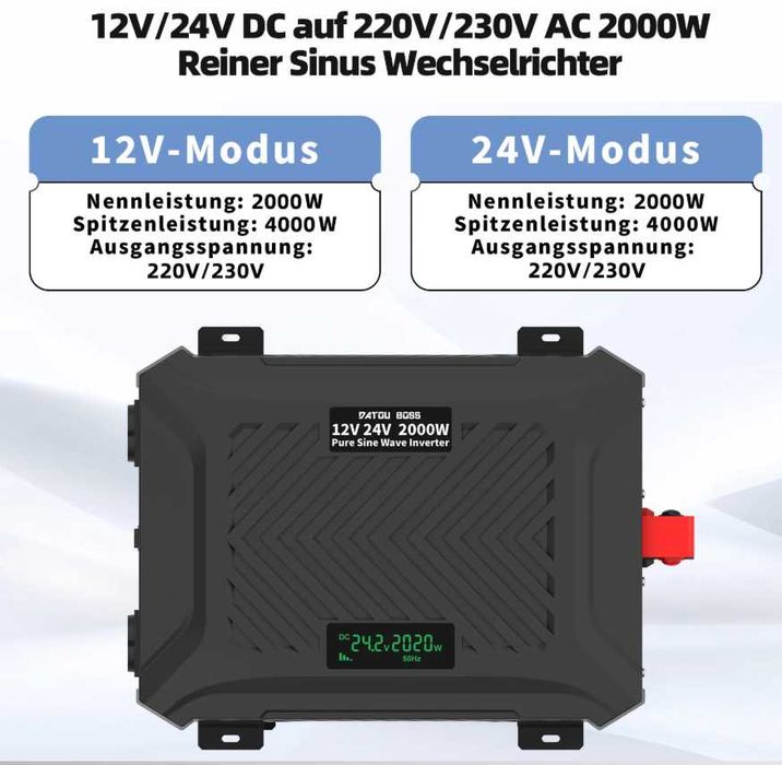 Универсален инвертор чиста синусоида DC 12/24v/AUTO/ към AC220v -4000W
