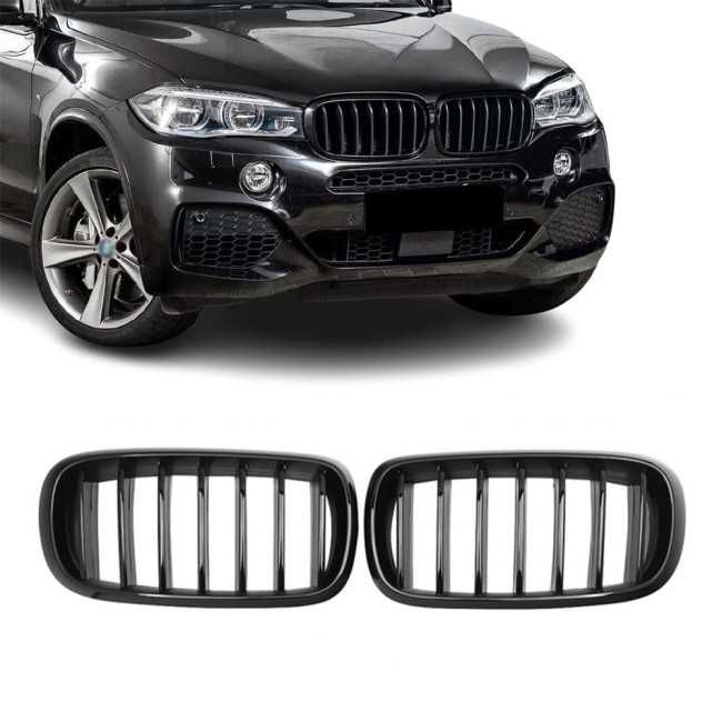 Grile Bara Fata Nari Simple BMW X5 F15 X6 F16, Negru Lucios