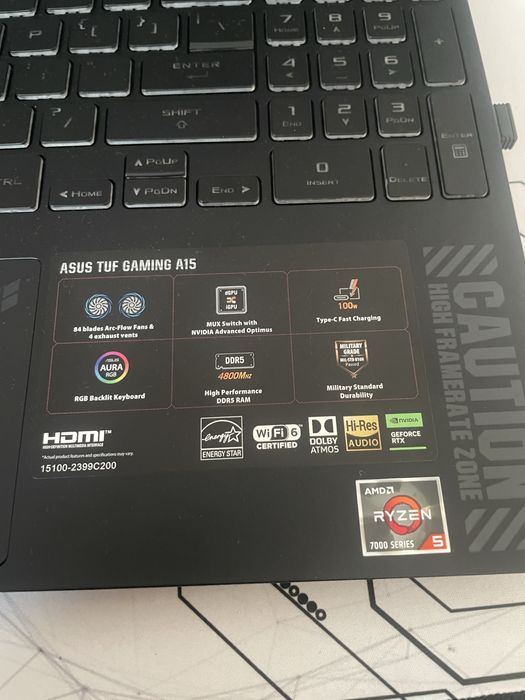 LAPTOP asus tuf a15 de gaming