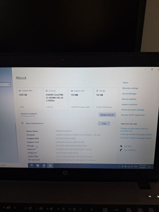 Laptop HP ProBook 450 G1, i5-4200M, 8 GB,  ssd 120 GB, 15.6"