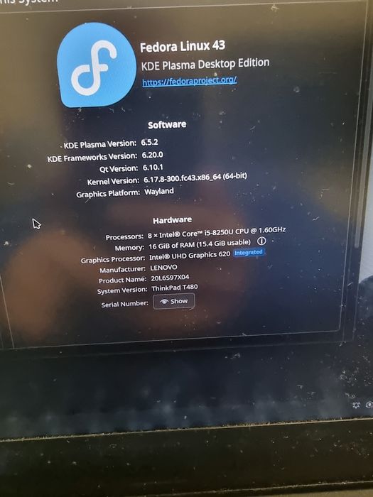 Lenovo Thinkpad T480 16GB ram nvme