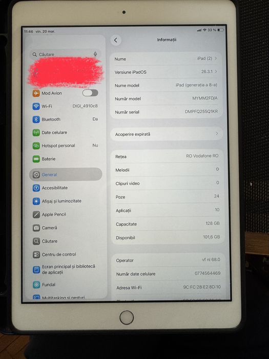 Vand ipad gen 8 /128gb alb