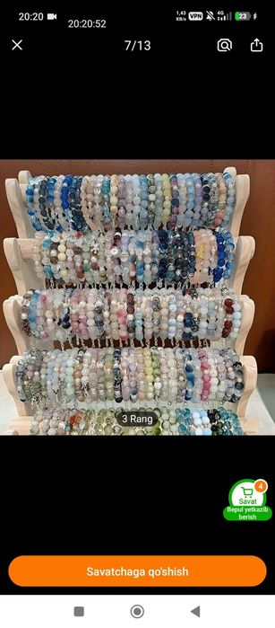 Har hil rangi kristall bilaguzuk munchoqlar