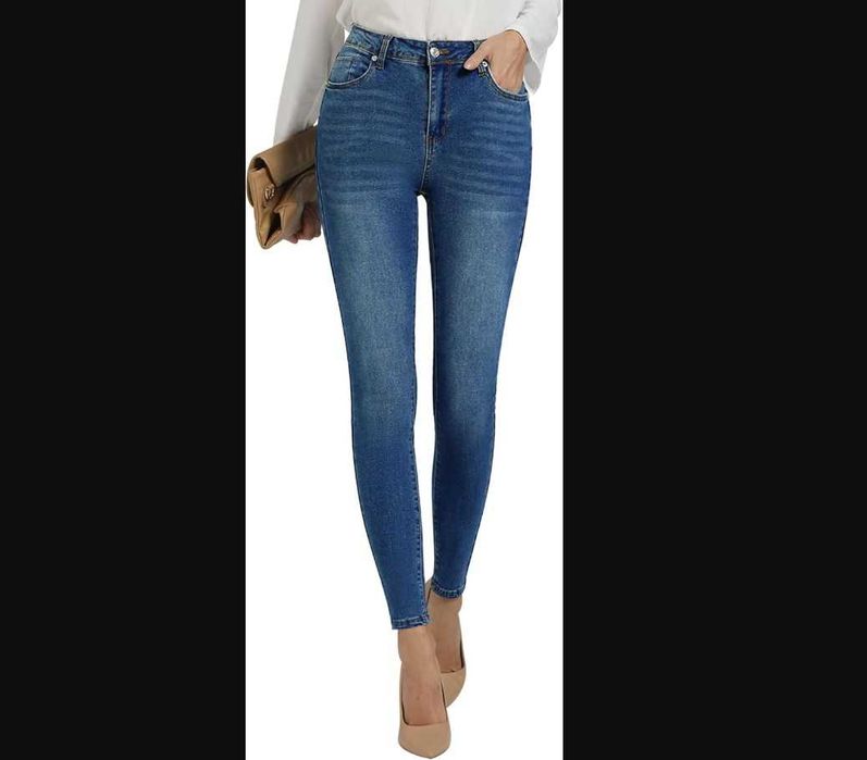 Blugi dama skinny talie inalta stretch jeggings slim fit modelator denim casual modern