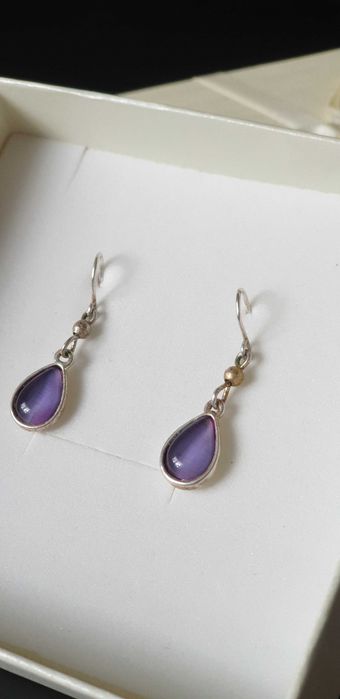 Cercei argint cu piatra mov in formă de lacrimă