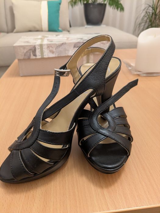 Sandale negre elegante – Mărimea 36, piele premium, noi