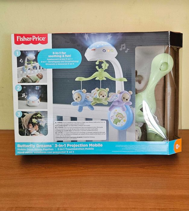 Fisher-Price Butterfly Dreams 3-в-1 Музикална въртележка с прожектор