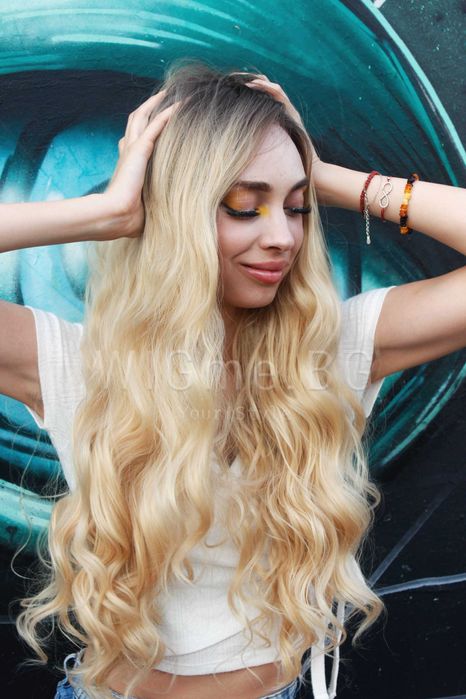 Дълга руса на вълни лейс фронт перука Летисия