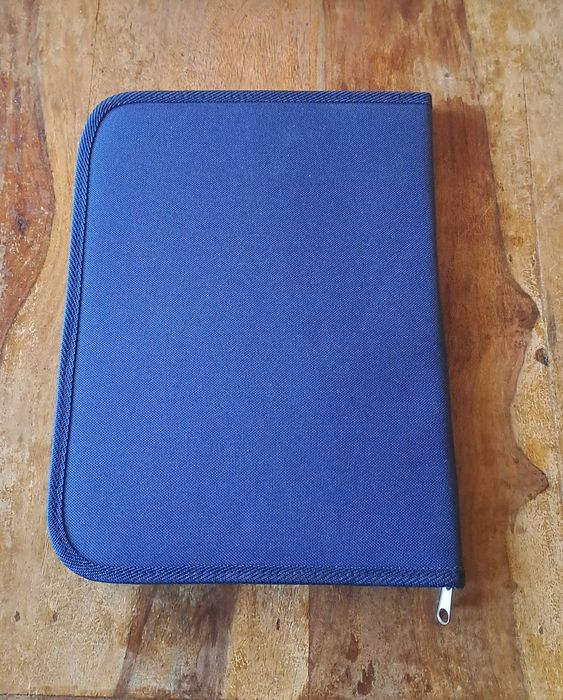 папка луксозна за документи с цип синя размер A4