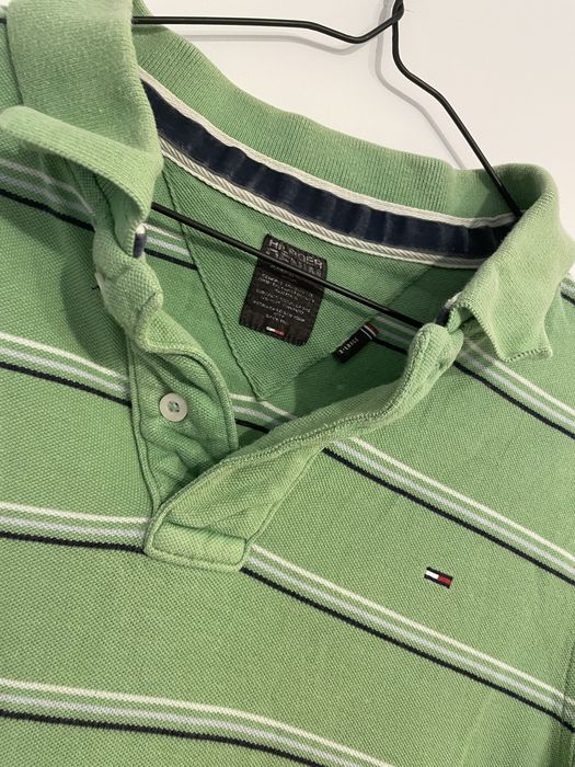 Tricou polo de la Tommy Hilfiger verde cu dungi