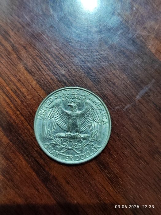 Монета США 25 центов 1996 года (Quarter Dollar) США
