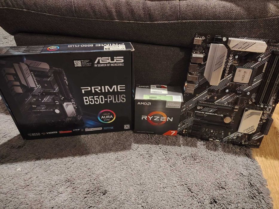 Процесор AMD Ryzen 7 5700G, осемядрен (3.8/4.6 GHz + ASUS PRIME B550-PLUS AM4