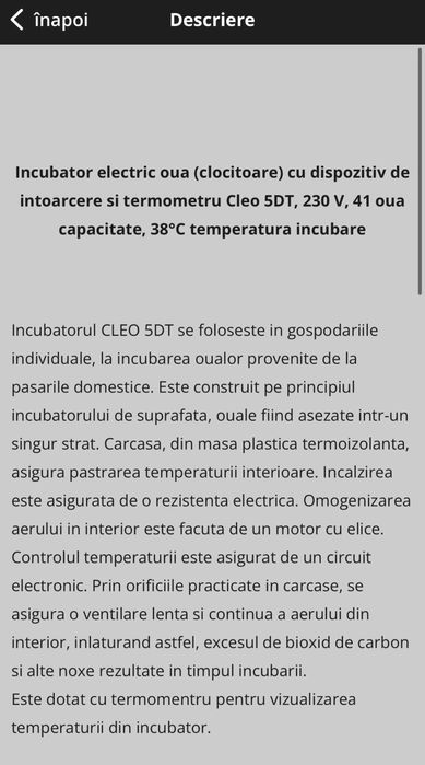 Incubator pentru oua Cleo 5DT