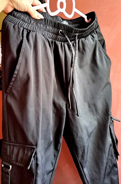Pantaloni cargo stil vagabond negri pantaloni damă negri largi