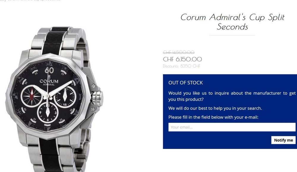 БАРТЕР Corum Admiral's Cup Split Seconds Chronograph