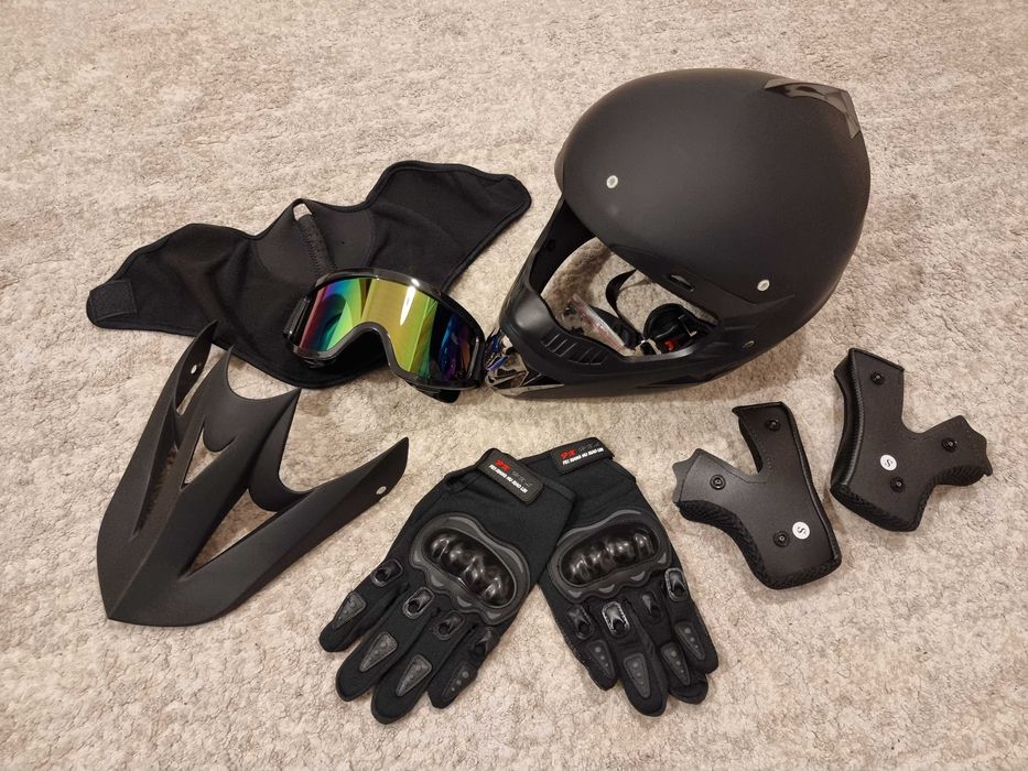 Casca cu ochelari, manusi si cagula, enduro, atv, moto S/M/L/XL