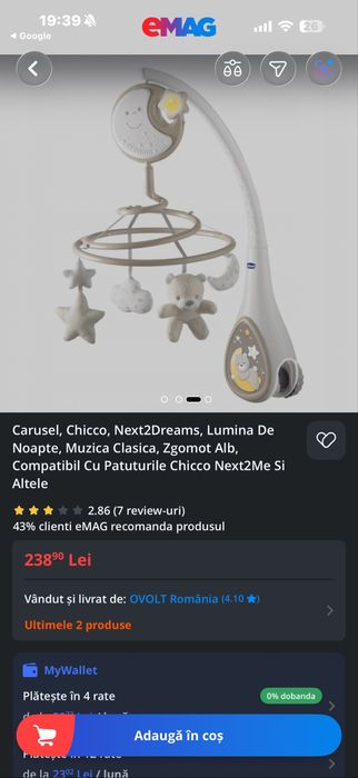 Carusel muzical Chicco, Lumina de noapte, Muzica clasica, zgomot alb