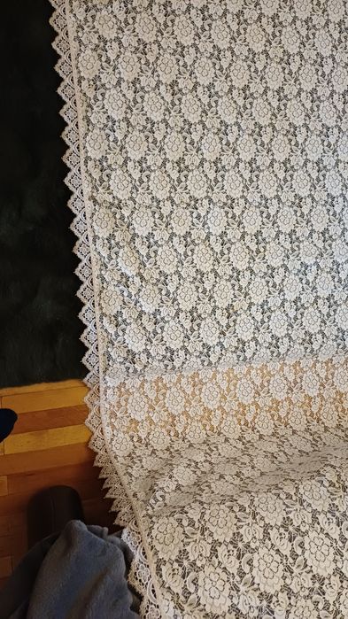 Perdea dantela, alba, cu rejansa dubla inclusa, 465x248 cm