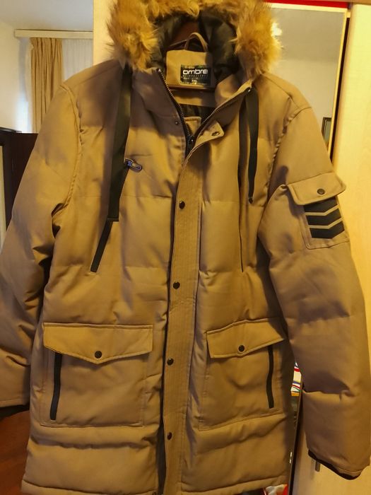 Jachetă parka de iarnă pentru bărbați - maro deschis , mărime XXL