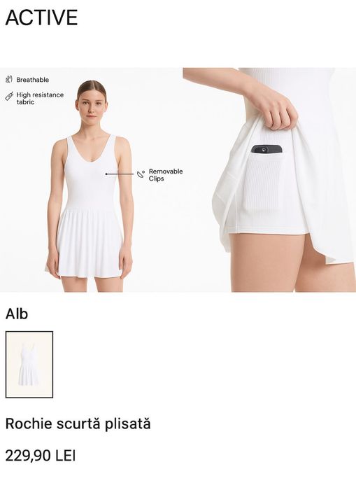 Rochie de sport alba de la Oysho, noua cu eticheta