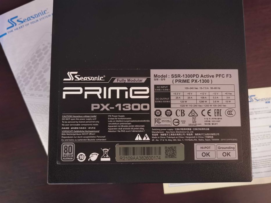 Захранване за компютър, Seasonic Prime, PX-1300, 1300W