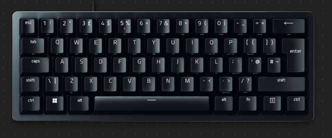 Геймърска механична клавиатура Razer Huntsman Mini (60%, Purple Clicky Switches, RGB)