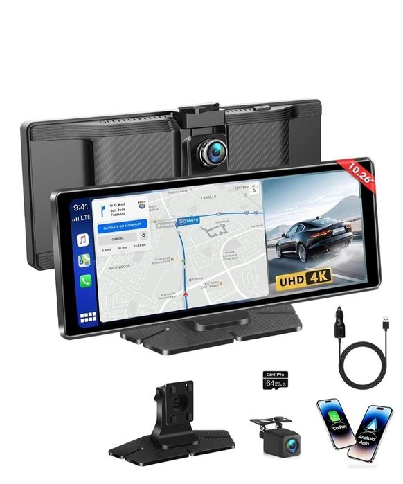 10.26-дюймовый 4G Android 13 видеорегистратор, Carplay и Android Auto