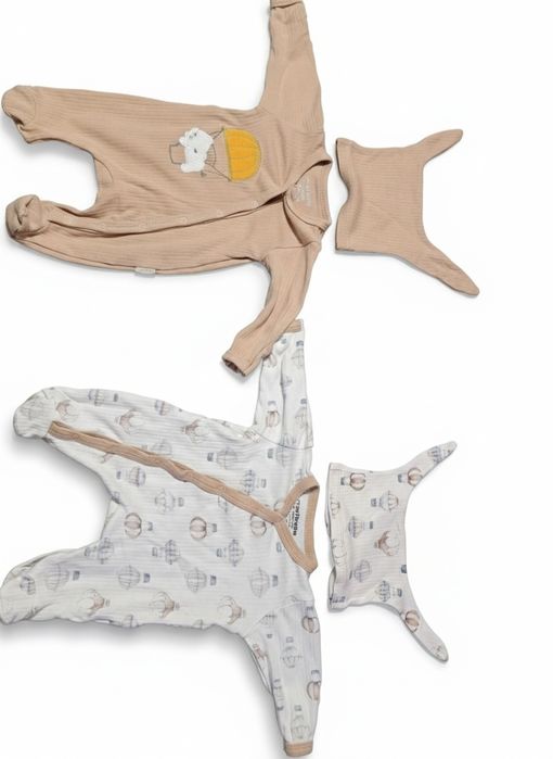 Set 2 salopete + 2 caciulite, bumbac de calitate (Turcia), baietel