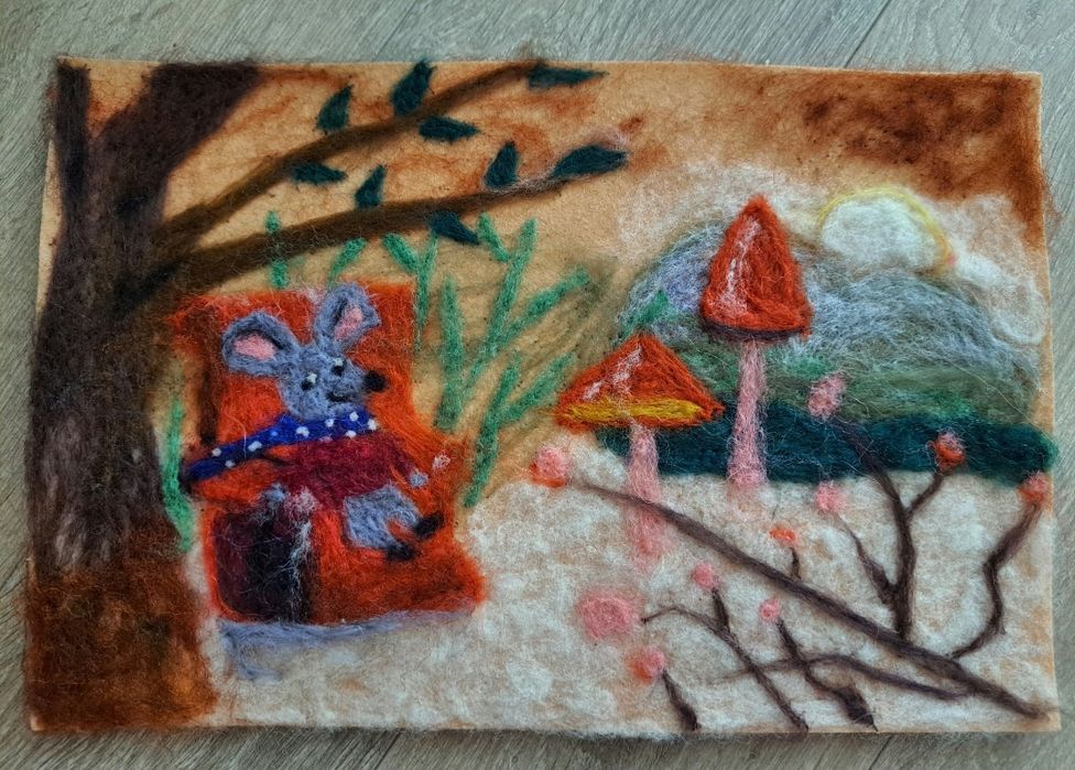Ръчно правена картина от вълна (филцване))