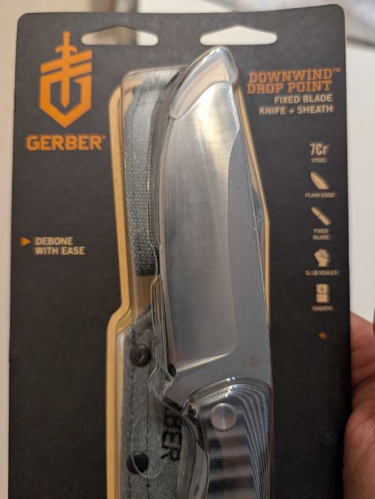 Нож с фиксирано острие, Gerber downwind drop point. Лов, риболов, бушкрафт, къмпинг. Нов, неразопакован