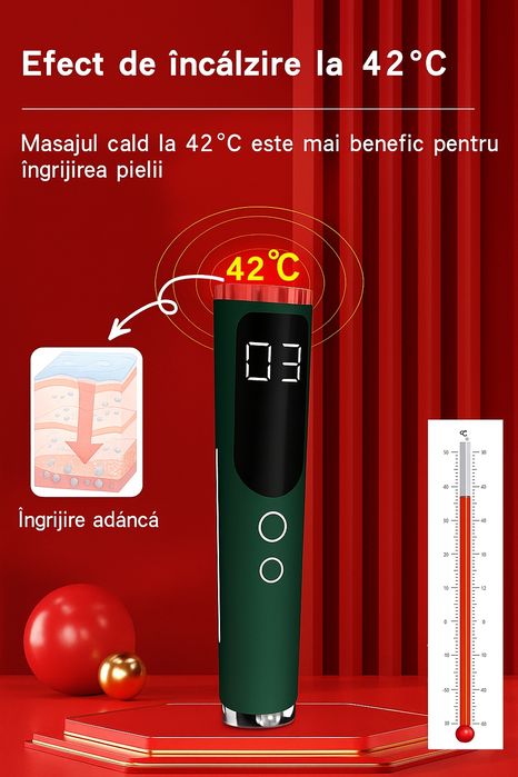 Aparat facial cu lumină LED, încălzire și vibrații