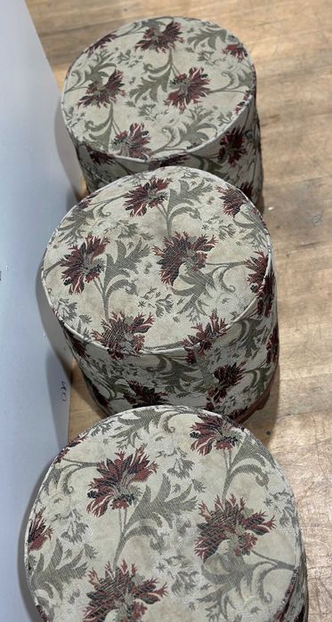 3 buc Taburet Vintage Stil Ottoman; Scaunel tapitat cu sezut 40x40 cm