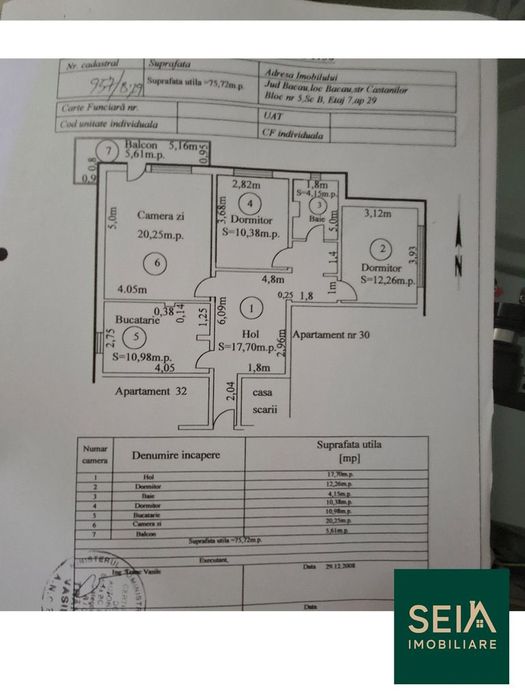 Apartament 3 camere – Castanilor, Bacău | Etaj 7/10 | Fără comision