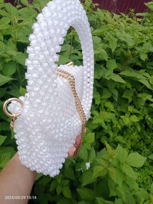 Сумка из бусин жемчуг