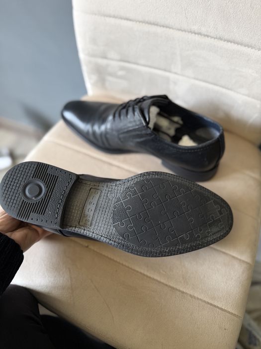 Pantofi bărbați Bugatti negri cu șiret din piele naturală