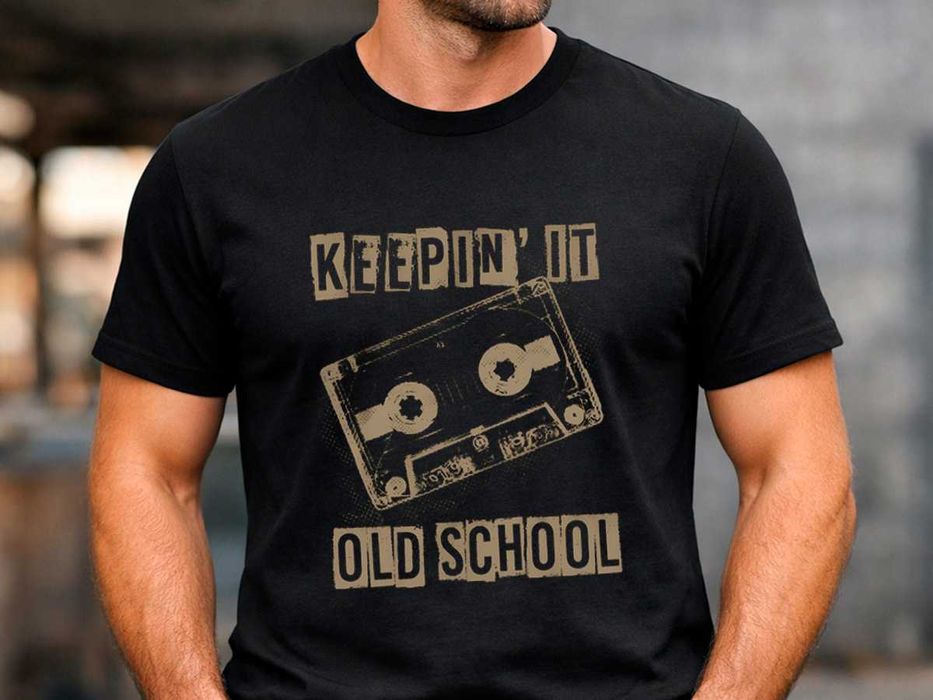 Мъжка черна тениска „Keepin’ It Old School“