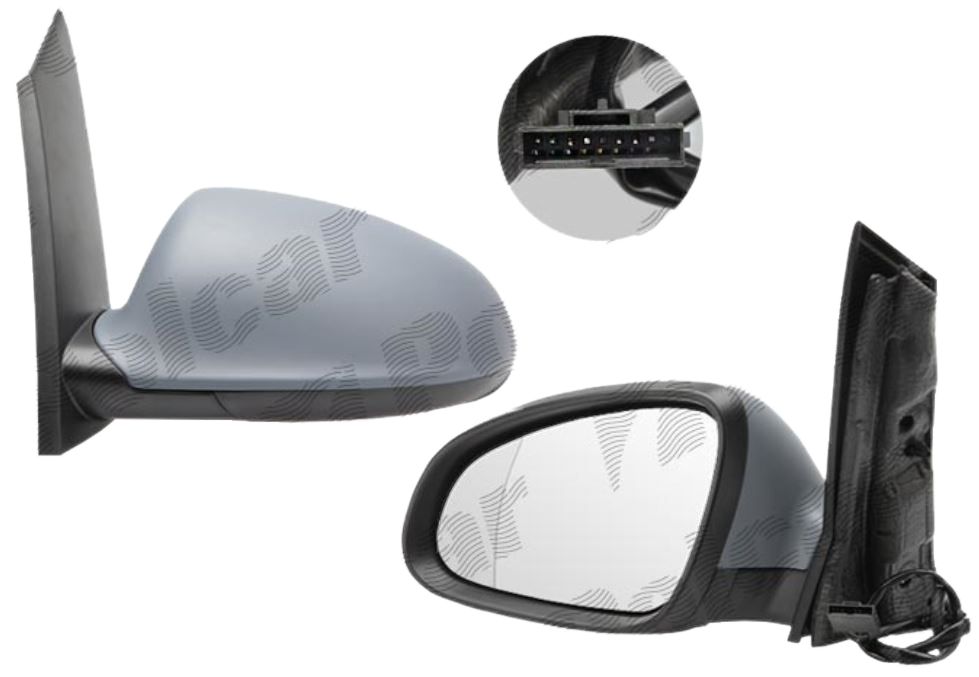 Oglinda exterioara Opel Astra J 09.2009- cu 5 pini, pt 5 usi, partea stanga/dreapta View Max crom asferica carcasa prevopsita grunduita reglare electrica cu incalzire