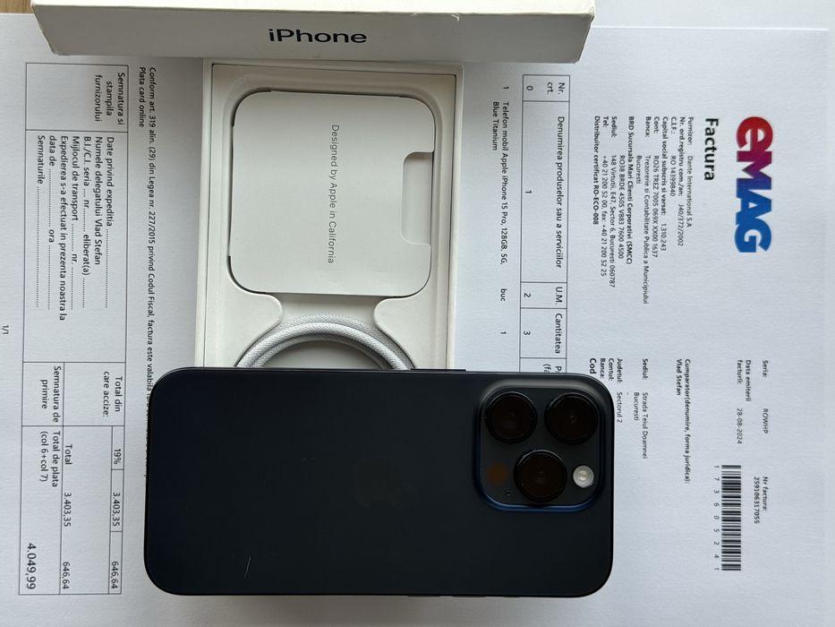 iPhone 15 Pro 128GB la cutie garantie