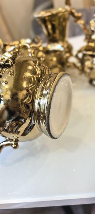 Винтидж порцеланов сервиз за кафе или чай от СССР "Златна роза"