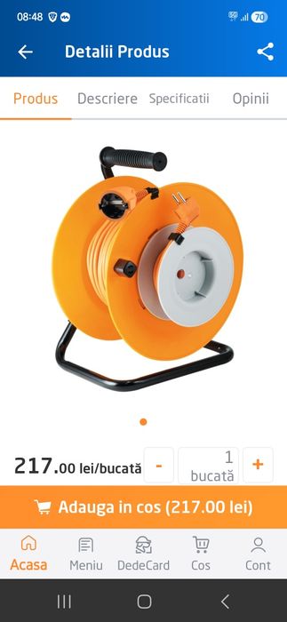 Derulator cu cablu 27 +3 m