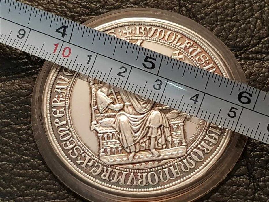 СРЕБЪРЕН 999 ‰ ПЛАКЕТ медал 1291 - 1991г. 700 години Саарбург