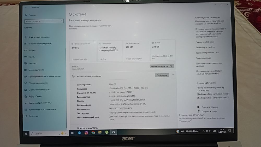 Acer Windows 10 pro