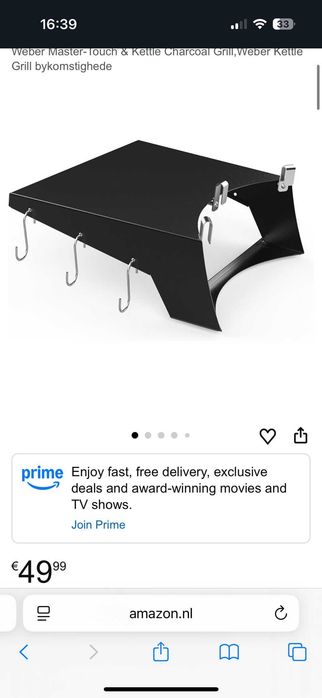 Grill Table Shelf for 57cm Weber Master-Touch & Kettle Charcoal Grill