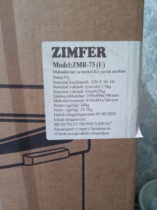 Pol avtomat kir moshina 7.5 kg